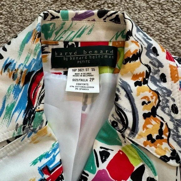 Harvé Benard Art to Wear Vintage-Inspired Elsbeth Blazer Petite 2P Bold Print - Picture 3 of 12